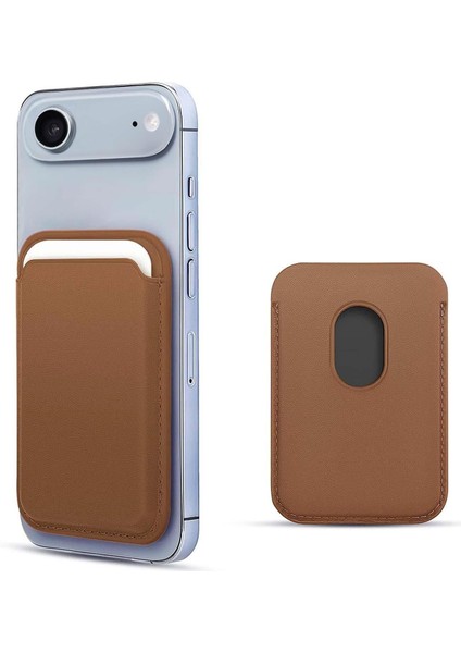 Apple iPhone 17 Air Leather Wallet Magsafe Kahverengi