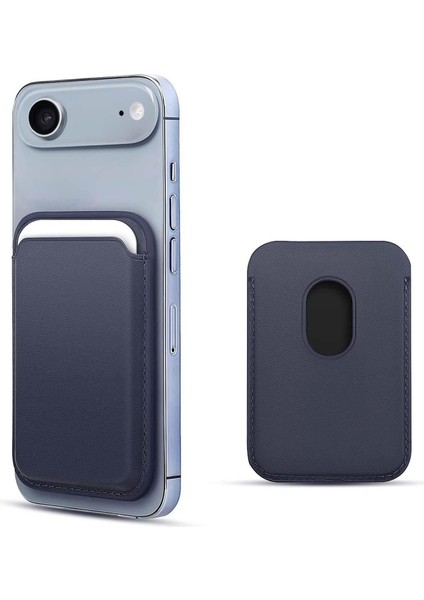 Apple iPhone 17 Air Leather Wallet Magsafe Lacivert