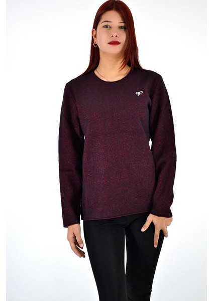 Sıfır Yaka Taş Kurdele Detaylı Triko Kazak