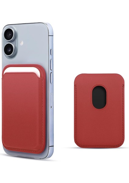 Apple iPhone 17 Leather Wallet Magsafe Kırmızı