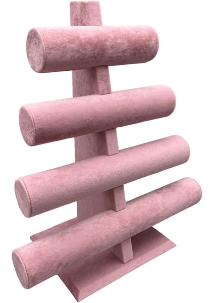 Süet Kumaş Pembe Renk Dört Kademeli 38/34 cm Bileklik-Saat Sergileme Standı fiyatları