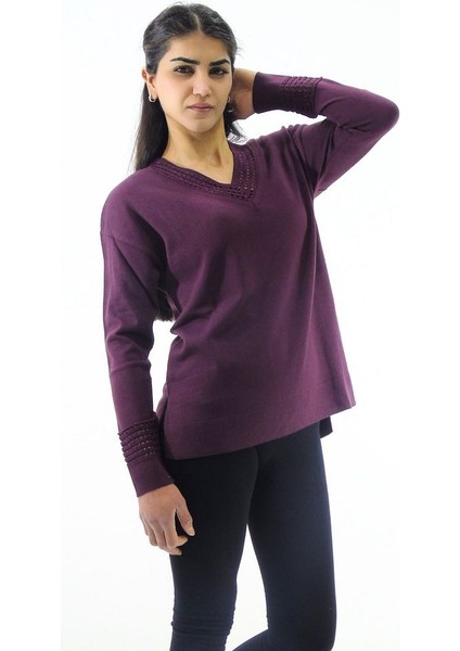 Yaka Ve Kol Detaylı Triko Kazak fırsatları