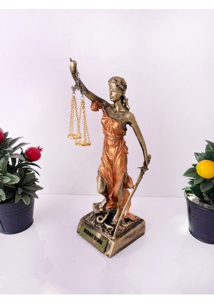Adalet Heykeli – Gümüş-Turuncu Themis Biblo | Avukat ve Hukukçu Hediyesi Dekoratif Obje modelleri