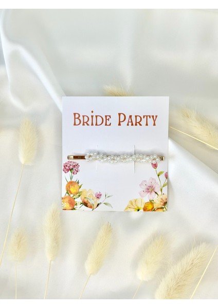 Turuncu Çi̇çekli̇ Kartli Hedi̇yeli̇k Inci̇li̇ Tel Toka - Bekarliğa Veda/ Kına Gecesi̇