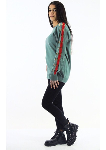 Kol Detaylı Çift Renk Triko Kazak modelleri