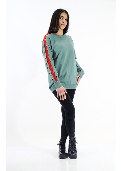 Kol Detaylı Çift Renk Triko Kazak fırsatları