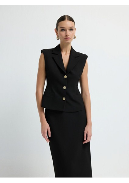 Peplum Yelek Siyah 17943340004