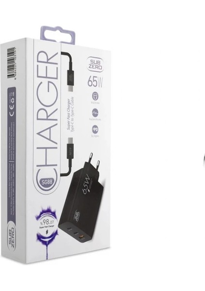Subzero Honor Magic7 Lite Uyumlu 3 Girişli (Usb+Pd+Pd) 65W Süper Fast Type-C Şarj Aleti + Kablo fiyatları