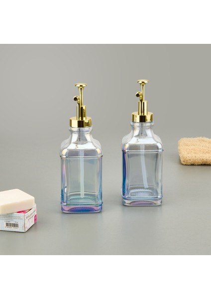 Pablo Lüsterli 2'li Cam Sıvı Sabunluk - Şeffaf / Sarı - 500 ml