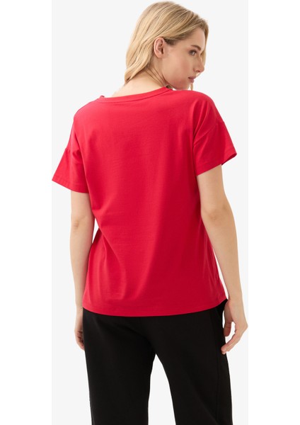 Kadın V Yaka T-Shirt 60584 - Kırmızı fiyatları