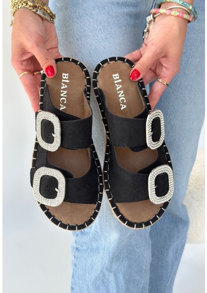 Hertas Siyah Nubuk Tokalı Terlik