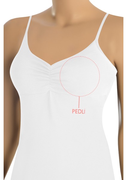 Kadın Atlet Büzgülü Ip Askılı Çıkarılabilir Pedli (%96 Pamuk - %4 Elastan)