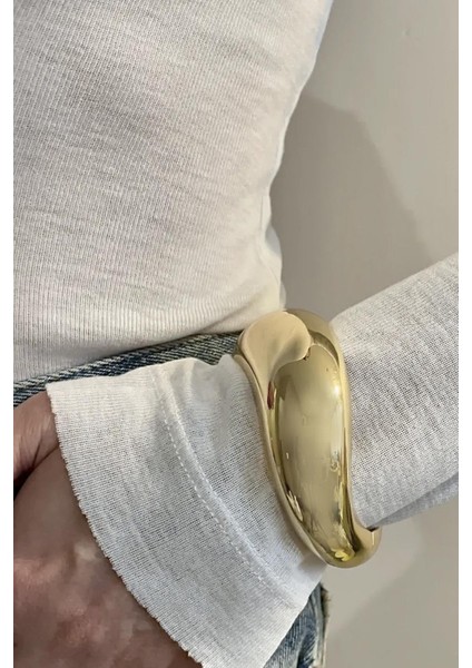 Altın Kaplama Kalın Cuff Kelepçe Bilezik