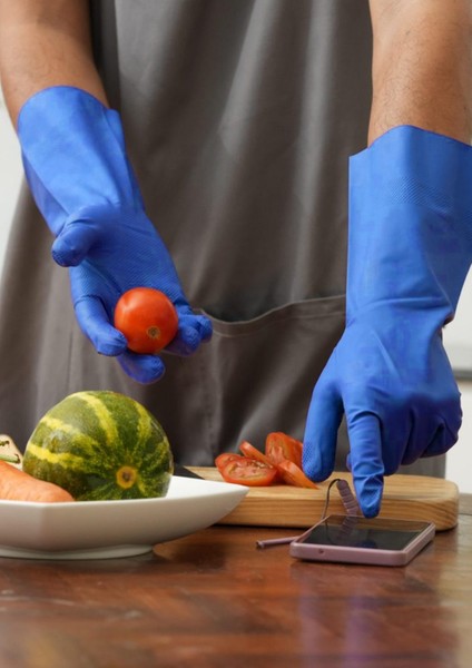 Neo Elite Ev Işleri Eldiveni Bulaşık Eldiveni Sıcak Kauçuk Su Geçirmez Mutfak Yıkama | S Beden