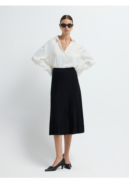 Piliseli Triko Etek Siyah 12744375001