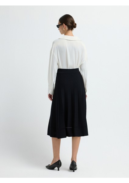 Piliseli Triko Etek Siyah 12744375001