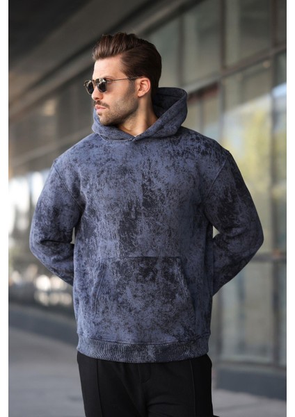 Lacivert Desenli Kapüşonlu Erkek Sweatshirt E7167 fiyatları