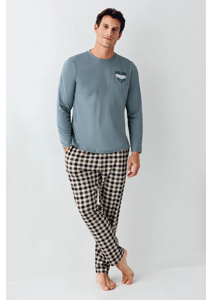 Uzun Kol Ekoseli Erkek Pijama Takım 3510