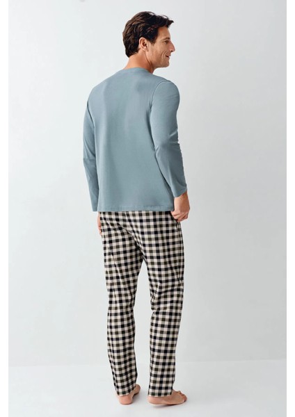 Uzun Kol Ekoseli Erkek Pijama Takım 3510 fırsatları