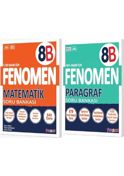 Fenomen Okul 2025 8. Sınıf Matematik + Paragraf B Serisi Soru Bankası Seti 2 Kitap