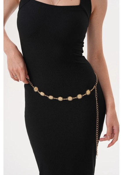 Güneş Aksesuarlı Zincir Kemer Kadın Elbise Kemeri Ceket Kemeri Gömlek Kemeri