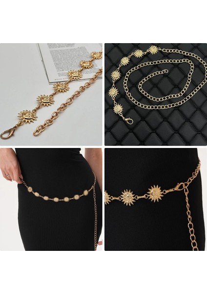 Güneş Aksesuarlı Zincir Kemer Kadın Elbise Kemeri Ceket Kemeri Gömlek Kemeri modelleri