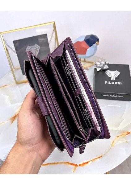 Hakiki Deri Telefon Bölmeli Tutamaçlı Büyük Bölmeli Cüzdan 2040