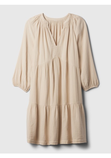 Kadın Bej Crinkle Gauze Mini Elbise indirimleri