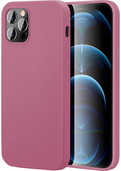 Apple iPhone 12 Pro Max 6.7'' İnce Mat Silikon Kılıf Pembe