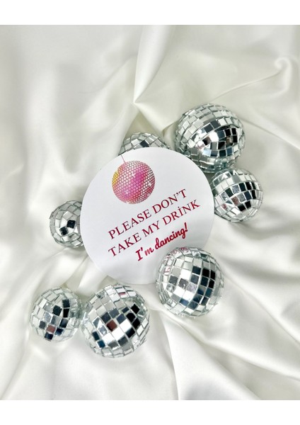 5 Adet Tek Kullanımlık Pembe Disko Toplu Bardak Altlığı/kına-After-Düğün-Nişan