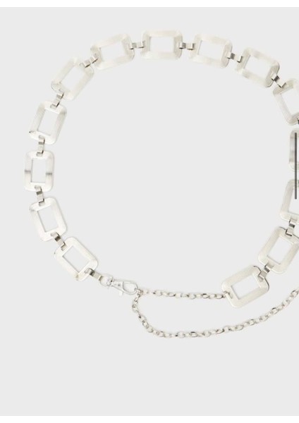 Dikdörtgen Aksesuarlı Gümüş Muadil Zincir Kemer fiyatları