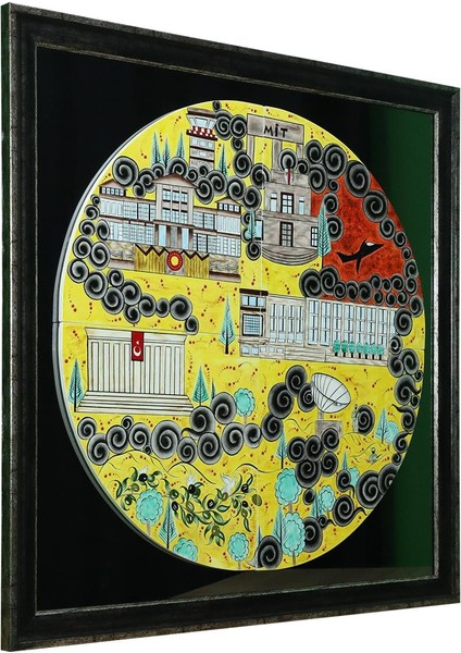 El Işçiliği Aynalı Çini Işleme Tablo 98X98 cm ( 35 Kğ ) - 6363 fiyatları