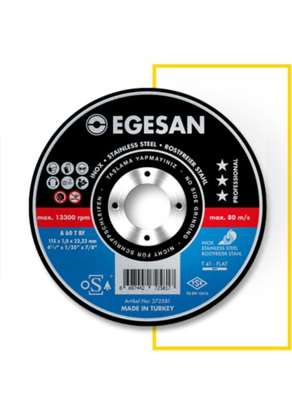 115X1.0X22 Metal Kesici Disk Inox ProSerisi (25ADET)