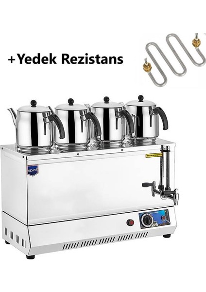 EP04 85 Model Dört Demlikli Elektrikli Çay Kazanı 58 Lt + Yedek Rezistans