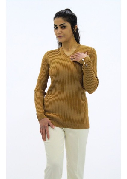 Fitilli V Yaka Triko Kazak