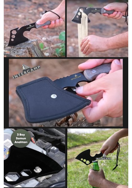 Kamp Seti, Kamp Baltası, Kamp Bıçağı, Çok Amaçlı El Aleti, Çok Amaçlı Çekiç, Multi Tool - 4 Parça modelleri