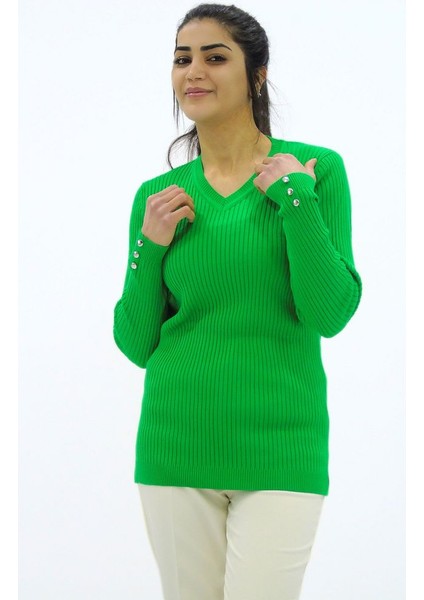 Fitilli V Yaka Triko Kazak