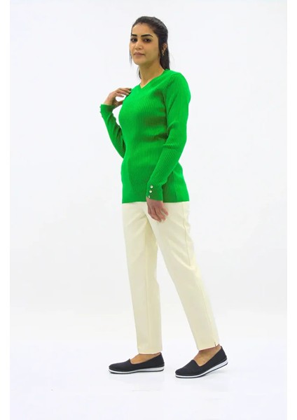 Fitilli V Yaka Triko Kazak fiyatları