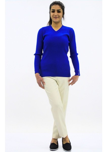 Fitilli V Yaka Triko Kazak fiyatları