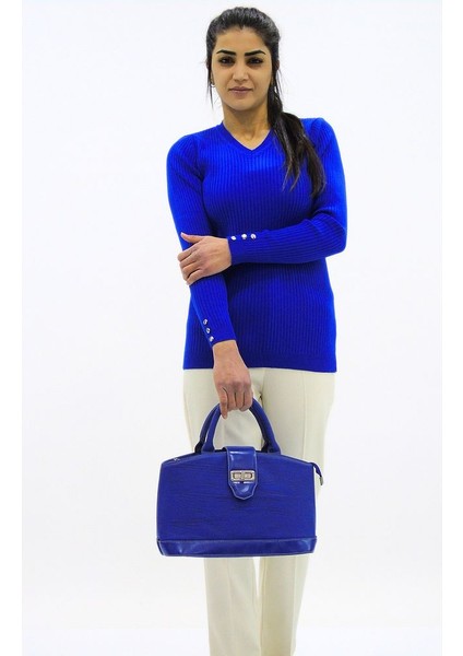 Fitilli V Yaka Triko Kazak modelleri