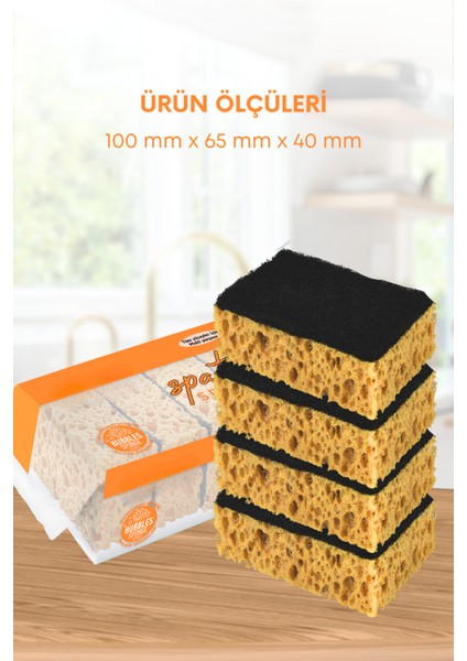 4 Adet Lifli Düz Bulaşık Süngeri – Özel Dokulu, Dayanıklı Geniş Gözenekli Mutfak Süngeri Seti indirimleri