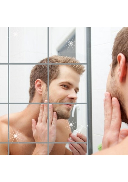 Yapışkanlı Dekoratif Folyo Ayna Kare ( 9 Adet ) Makyaj Aynası modelleri