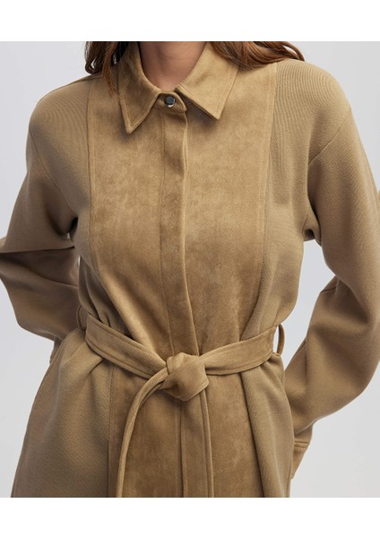 Kumaş Mix Kuşaklı Ceket IW6250005065003 fırsatları