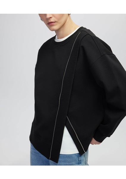 Asimetrik Fermuarlı Sweatshirt IW6250091012001 fiyatları