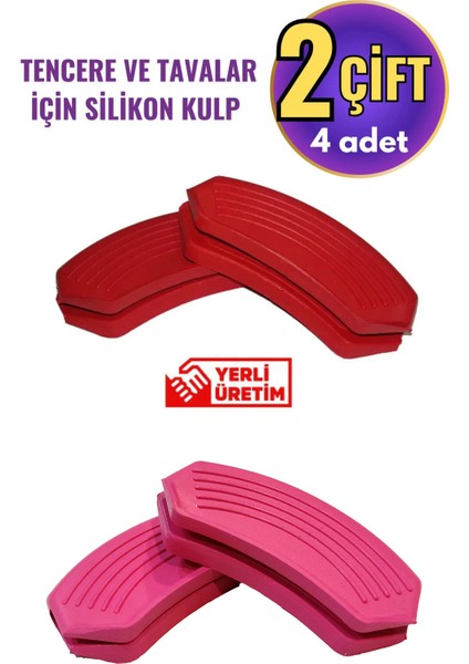 Silikon Tencere Tava Tutacağı Yanmaz Yapışmaz Tutamaç Eldiven 9x4 cm Renkli 2 Çift 4 Adetten Oluşur
