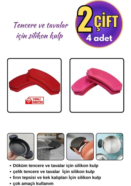 Silikon Tencere Tava Tutacağı Yanmaz Yapışmaz Tutamaç Eldiven 9x4 cm Renkli 2 Çift 4 Adetten Oluşur fiyatları