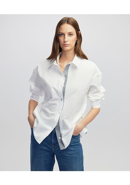 Karma Düğme Aksesuarlı Poplin Gömlek IW6250025052002