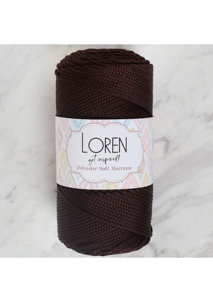 Loren Polyester Soft Macrame Koyu Kahverengi El Örgü Ipi - LM034 - 34440