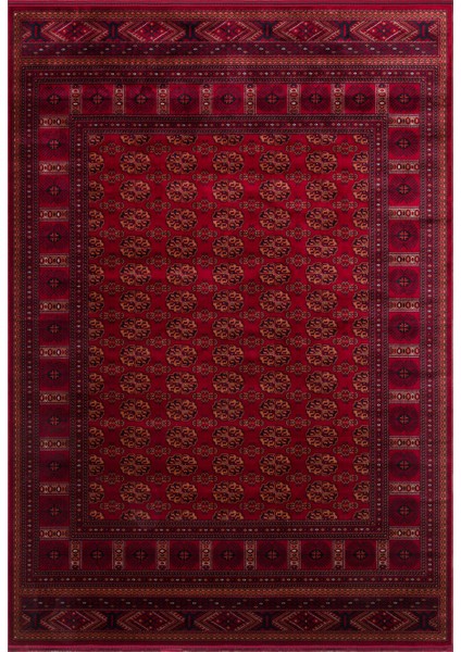 Herat HER03 Red Nostaljik Afgan Desenlerini Viskon Yumuşaklığı ile Buluşturan Ince Makine Halısı