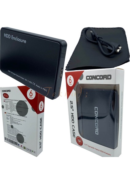 2.5” USB 3.0 / 6 Gbps Sata Harddisk HDD Kutusu Concord C-855